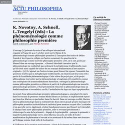 La phénoménologie comme philosophie première