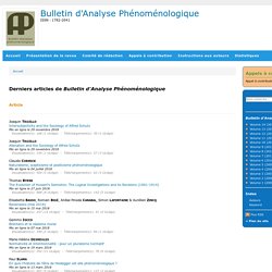 Bulletin d'Analyse Phénoménologique 