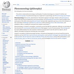 Phenomenology (philosophy)