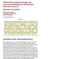 Alfred Schutz, phenomenology and research methodology for information behaviour research