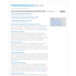Phenomenology Online » Search Results » phenomenology