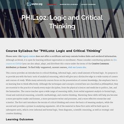 PHIL102: Logic and Critical Thinking