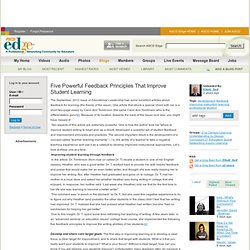 Five Powerful Feedback Principles That Improve Student Learning - Philadelphia, PA