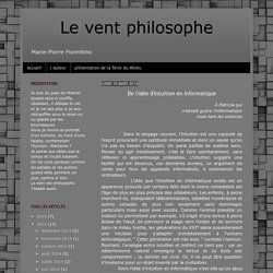 Le vent philosophe: De l'idée d'intuition en informatique