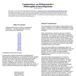 Commentary on Wittgenstein's Philosophical Investigations