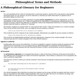 Philosophical Terms and Methods
