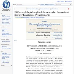 1 : Différence de la philosophie de la nature chez Démocrite et Épicure/dissertation - Première partie