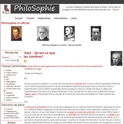 PhiloSophie - Lectures suivies (oral bac) - Kant - Qu'est-ce que les lumières?