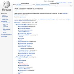 Portal:Philosophie/Systematik