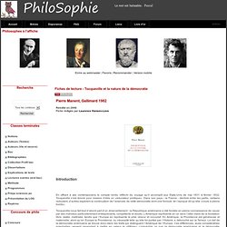 PhiloSophie - Fiches de lecture - Tocqueville et la nature de la démocratie