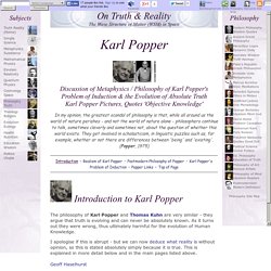 Philosophy Karl Popper: Discussion Popper's Problem of Induction. Quotes Karl Popper