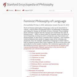 Feminist Philosophy of Language