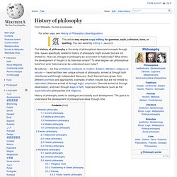 History of philosophy