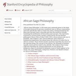 African Sage Philosophy