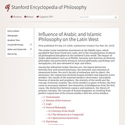 Influence of Arabic and Islamic Philosophy on the Latin West