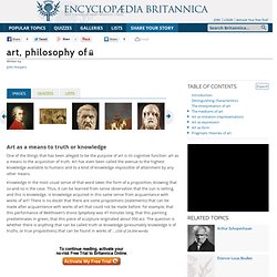 art, philosophy of : Art as a means to truth or knowledge