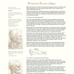 Philosophy of Evolution - Evolutionary Theories of Aging