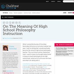 On The Meaning Of High School Philosophy Instruction