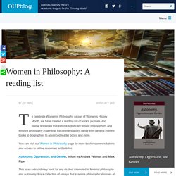 Women in Philosophy: A reading list