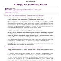 Philosophy as a Revolutionary Weapon by Louis Althusser 1968