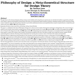Philosophy of Design: a meta-theoretical structure for design theory