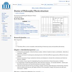 Doctor of Philosophy/Thesis structure