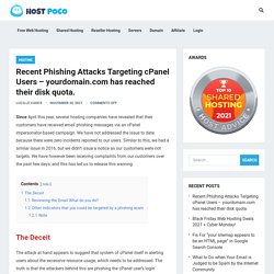 Recent Phishing Attacks Targeting cPanel Users - yourdomain.com has reached their disk quota. - Hosting