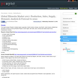 Global Phloretin Market 2017: Production, Sales, Supply, Demand, Analysis & Forecast to 2022