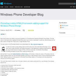 PhoneGap mobile HTML5 framework adding support for Windows Phone Mango