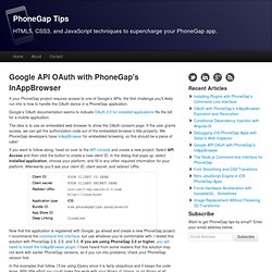 PhoneGap Tips - Google API OAuth with PhoneGap's InAppBrowser