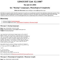 LINGUIST List 12.1887: "Buying" Languages, Phonological Complexity