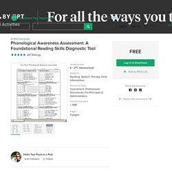 Phonological Awareness Assessment: A Foundational Reading Skills Diagnostic Tool