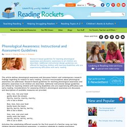 Phonological Awareness: Instructional and Assessment Guidelines