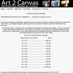 PHOTO CANVAS PRICING :