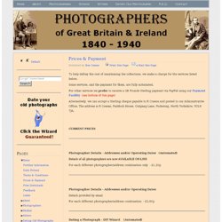 Photographers 1840 – 1940 Great Britain & Ireland » Prices & Payment