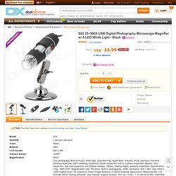 Black S02 25~500X USB Digital Photography Microscope Magnifier w/ 8-LED White Light