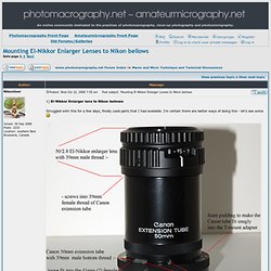 View topic - Mounting El-Nikkor Enlarger Lenses to Nikon bellows