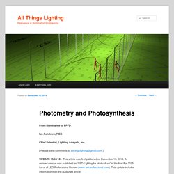 Photometry and Photosynthesis