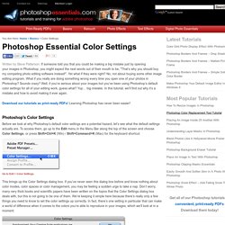 Photoshop Essential Color Settings