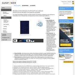 SunPower Série E20 panneaux photovoltaïques: un rendement de 20%