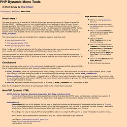 PHP Dynamic Menu Tools