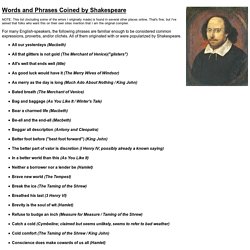 Words and Phrases Coined by Shakespeare