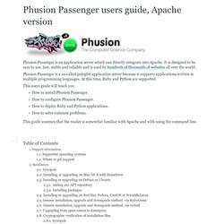 Phusion Passenger users guide