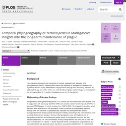 PLOS 05/09/17 Temporal phylogeography of Yersinia pestis in Madagascar: Insights into the long-term maintenance of plague