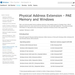 Physical Address Extension - PAE Memory and Windows
