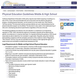 Physical Education Guidelines Middle & High School - School Facility Design