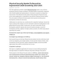 Physical Security Market To Record An Exponential CAGR Growth By 2021-2031 – Telegraph