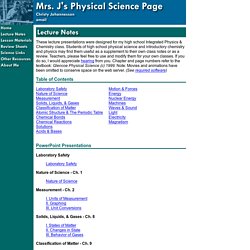 Mrs. J's Physical Science Page - Lecture Notes