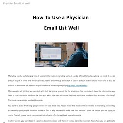 Physician Email List Well