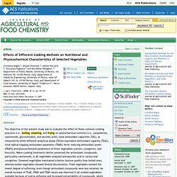 Effects of Different Cooking Methods on Nutritional and Physicochemical Characteristics of Selected Vegetables - Journal of Agricultural and Food Chemistry